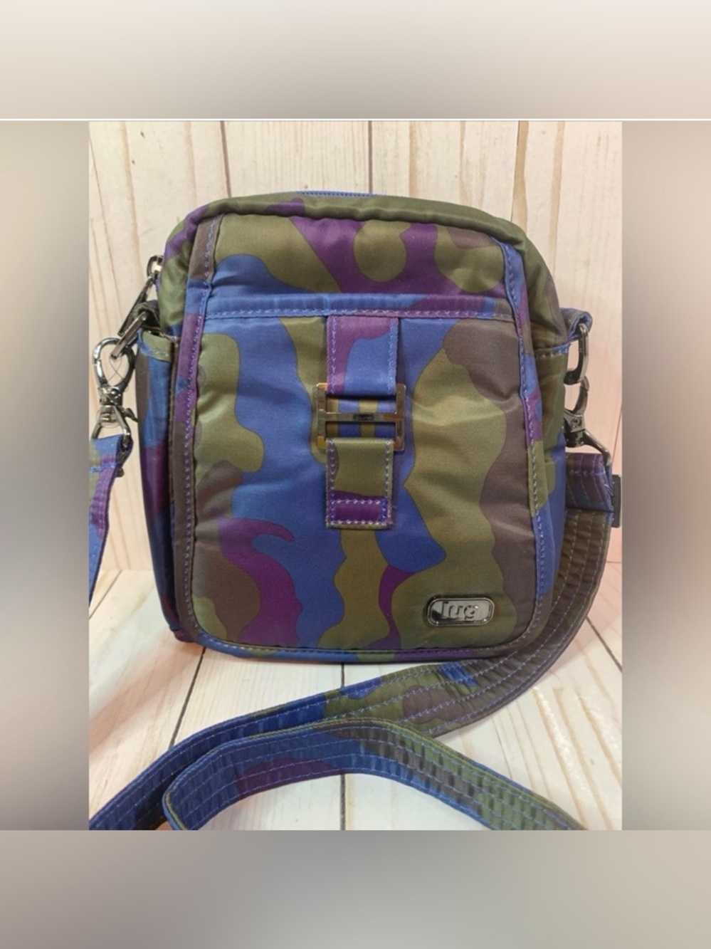 Lug Can Can Corssbody water proof hiking bag blue green purple camo cup holder